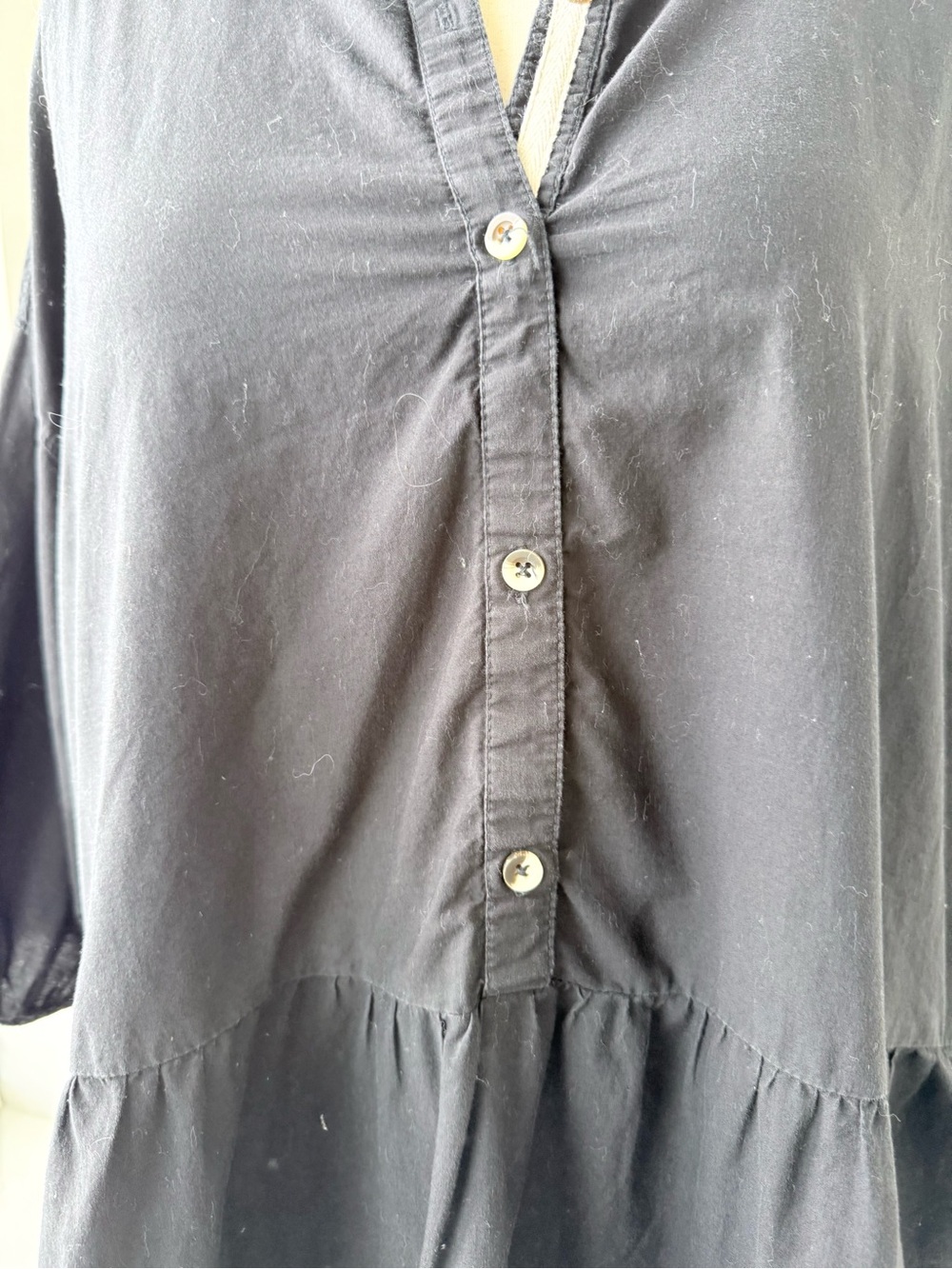 Free People Black Tiered Button-Front Midi Misha Dress - Picture 5 of 9